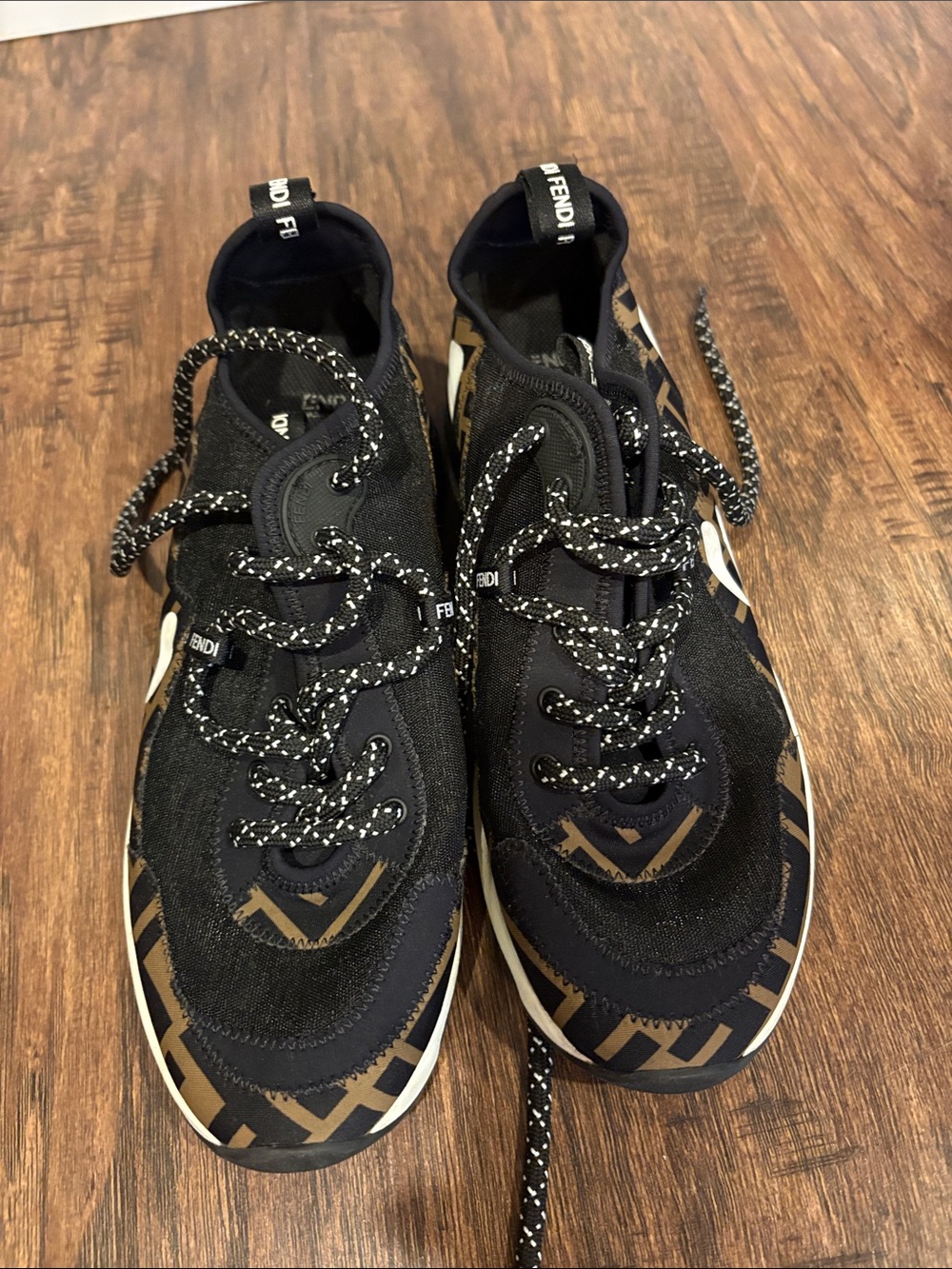 Fendi Black & Brown women’s  FF-Pattern Knit Sneakers